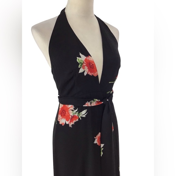 Leith Floral Halter Wrap Maxi Dress Size Small - Picture 7 of 9